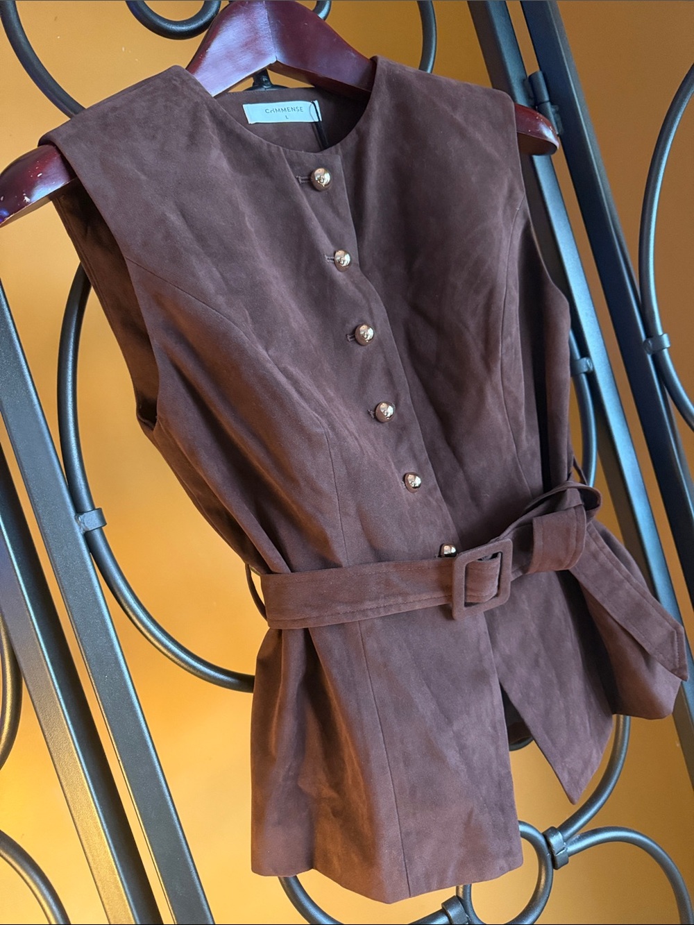 COMMENSE Suede Effect Vest with Belt - Picture 3 of 9